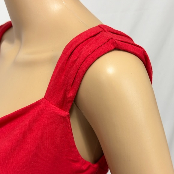 Halara Red Asymmetrical Mini Dress Side Ruching & Slit Open Tie Back Sof… - Picture 7 of 12